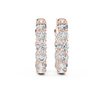 Round Lab Grown Diamond Shared-Prong Hoop Earrings | 1.60 TCW | 10K, 14K, and 18K Gold