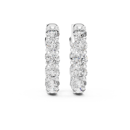 Round Lab Grown Diamond Shared-Prong Hoop Earrings | 1.60 TCW | 10K, 14K, and 18K Gold
