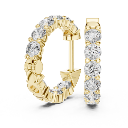 Round Lab Grown Diamond Shared-Prong Hoop Earrings | 1.60 TCW | 10K, 14K, and 18K Gold