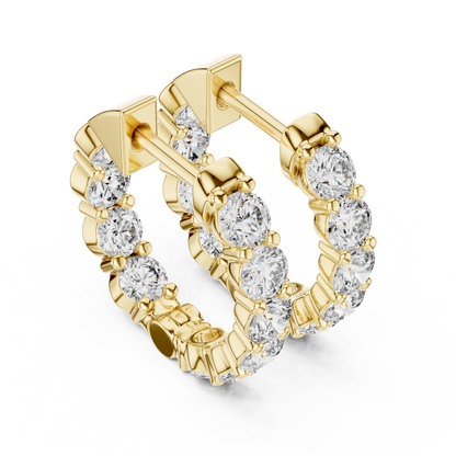 Round Lab Grown Diamond Shared-Prong Hoop Earrings | 1.60 TCW | 10K, 14K, and 18K Gold