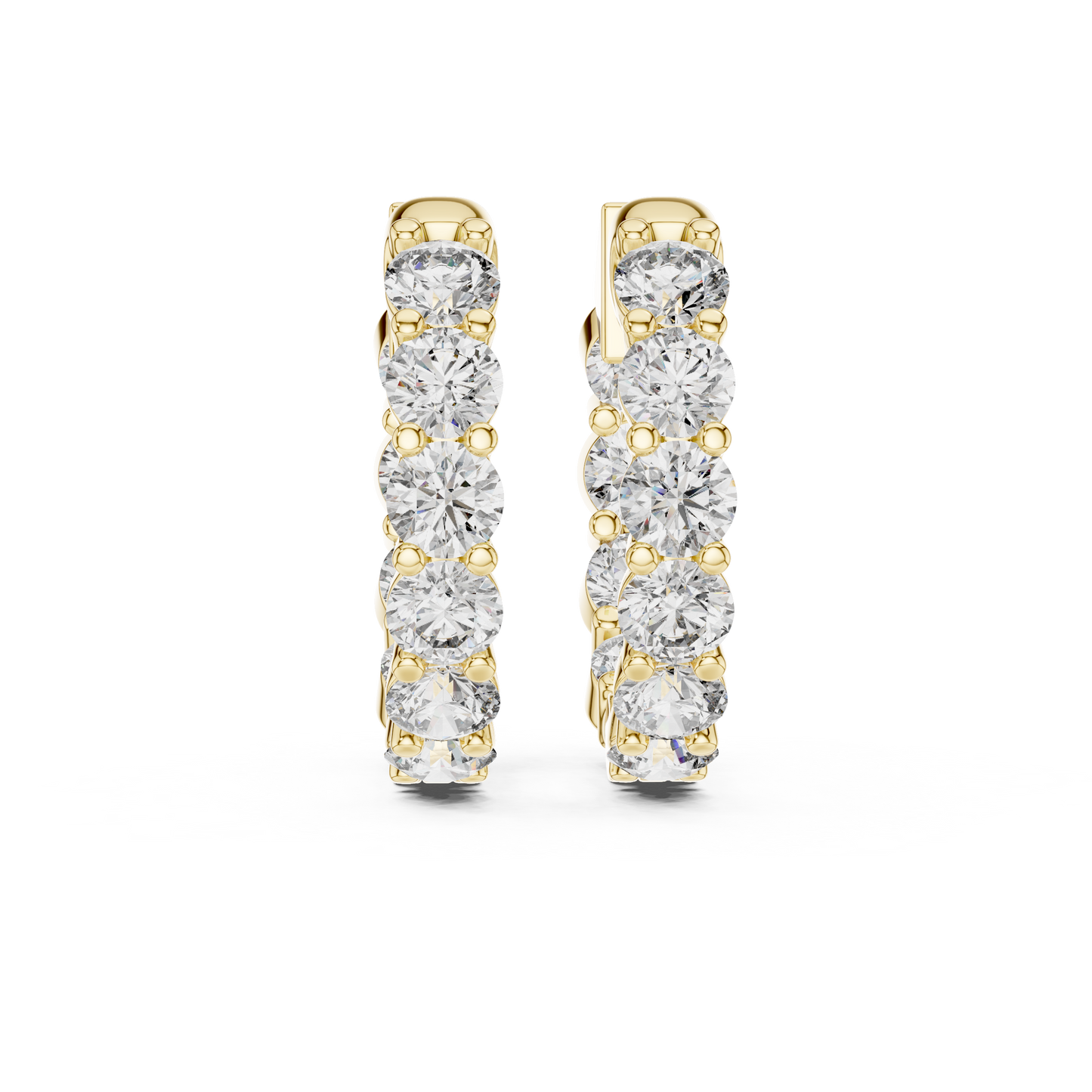 Round Lab Grown Diamond Shared-Prong Hoop Earrings | 1.60 TCW | 10K, 14K, and 18K Gold