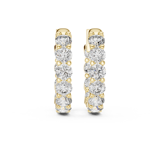 Round Lab Grown Diamond Shared-Prong Hoop Earrings | 1.60 TCW | 10K, 14K, and 18K Gold