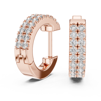 Double Row Huggie Hoops Lab Grown Diamond