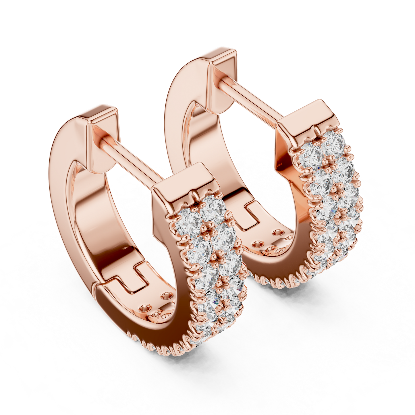Double Row Huggie Hoops Lab Grown Diamond
