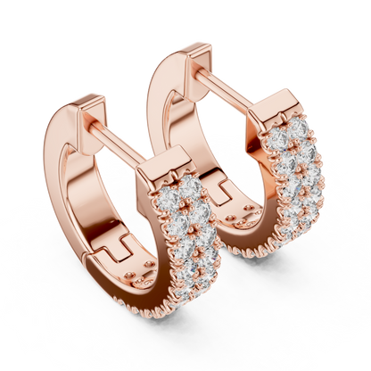 Double Row Huggie Hoops Lab Grown Diamond