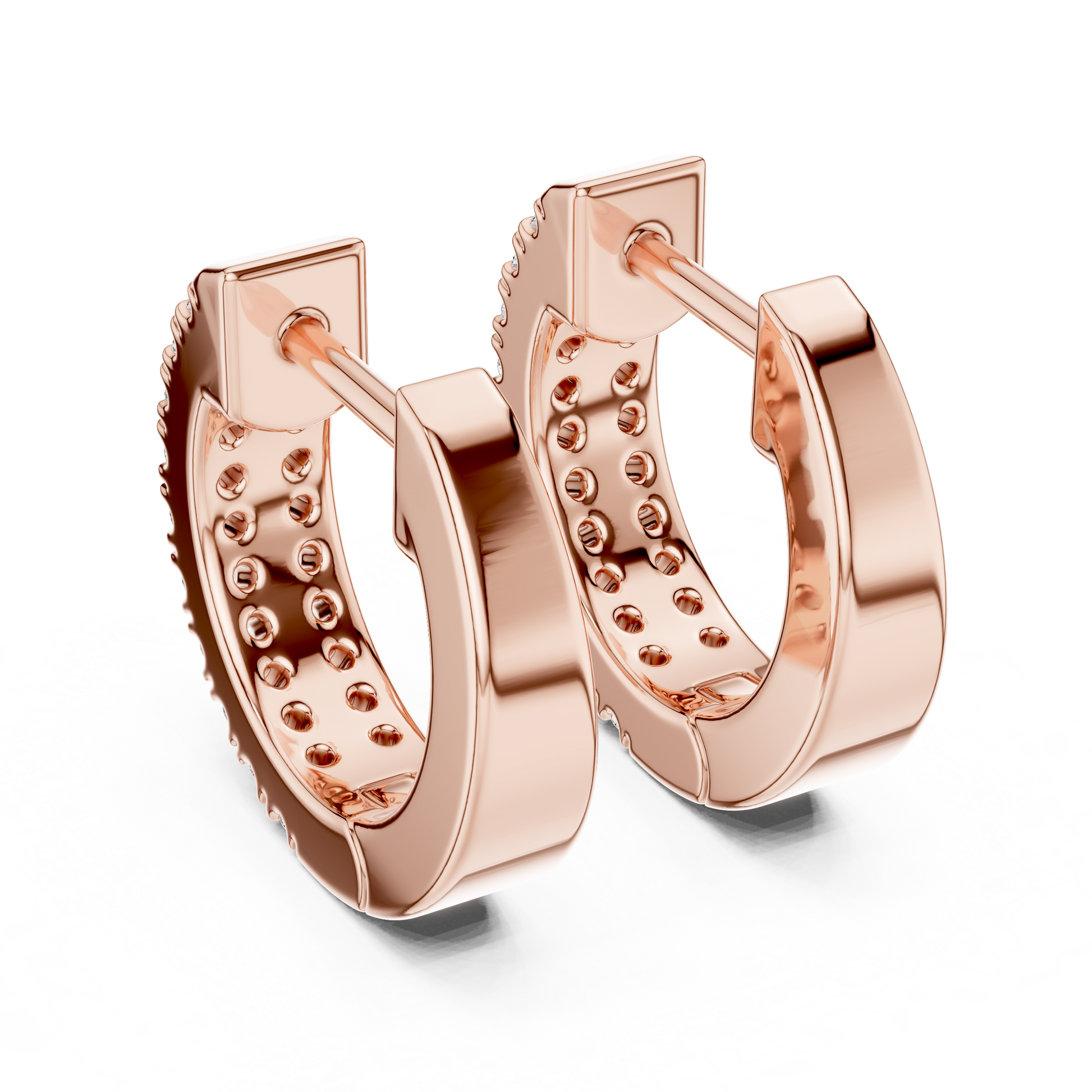 Double Row Huggie Hoops Lab Grown Diamond