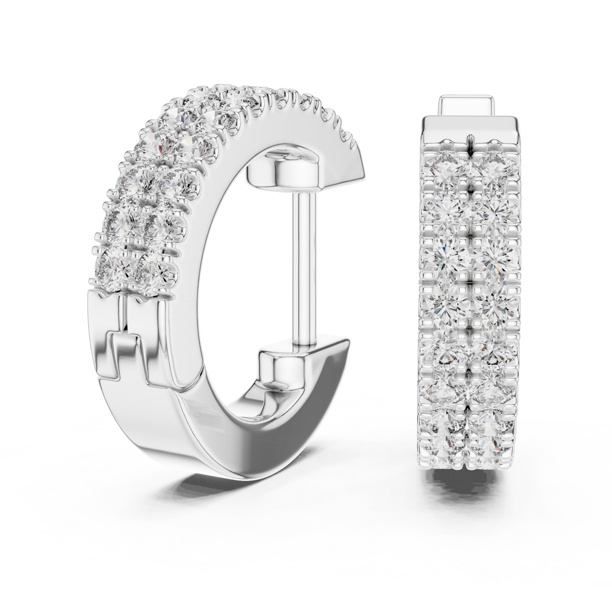 Double Row Huggie Hoops Lab Grown Diamond