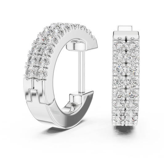 Double Row Huggie Hoops Lab Grown Diamond
