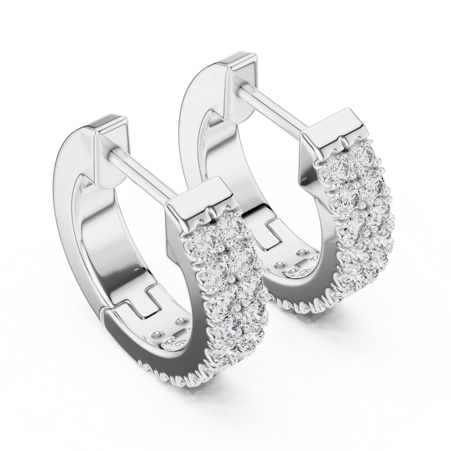 Double Row Huggie Hoops Lab Grown Diamond
