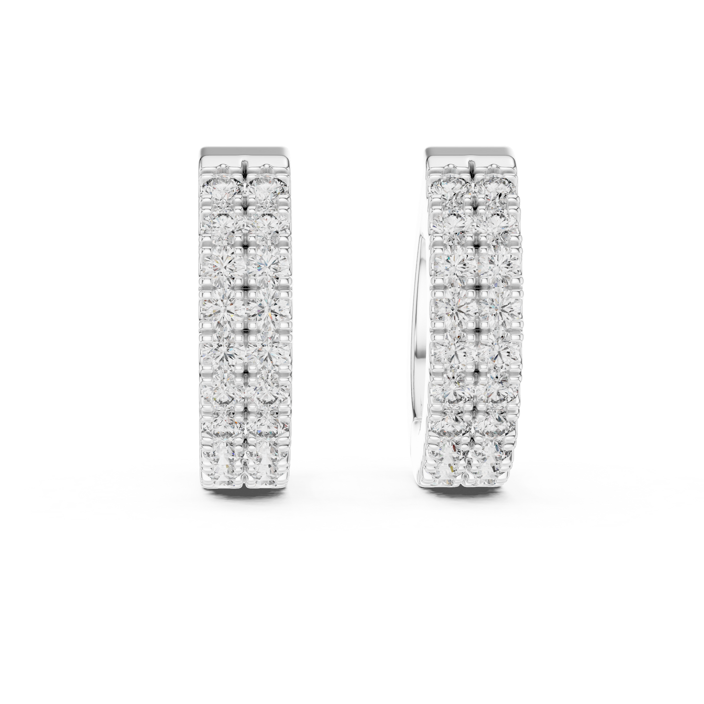 Double Row Huggie Hoops Lab Grown Diamond