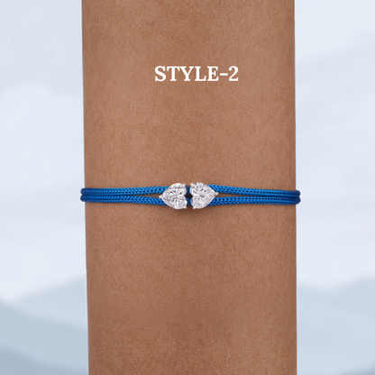 Heart & Round Moissanite Rakhi Bracelet | Sterling Silver Silk Thread Adjustable Raksha Bandhan Gift