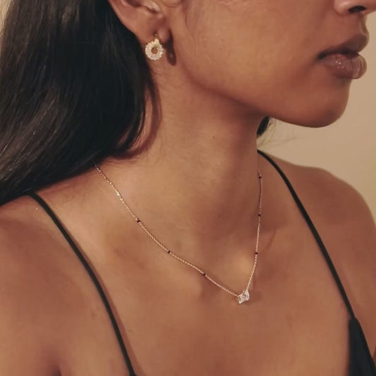 Emerald and Pear Toi et Moi Modern Mangalsutra | DEF VVS 14K / 18K Solid Gold