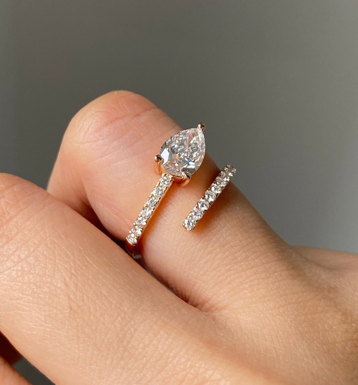 Pear Cut Open Band Diamond Ring