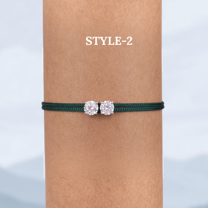 Round Cut Moissanite Rakhi Bracelet, Adjustable Silk Thread, Brother Raksha Bandhan Gift