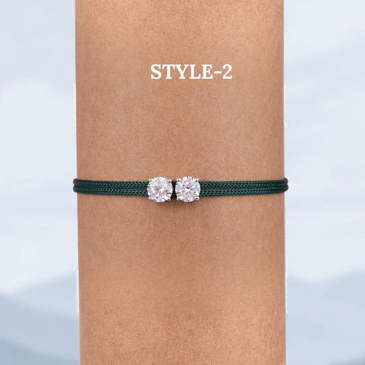 Round Cut Moissanite Rakhi Bracelet, Adjustable Silk Thread, Brother Raksha Bandhan Gift