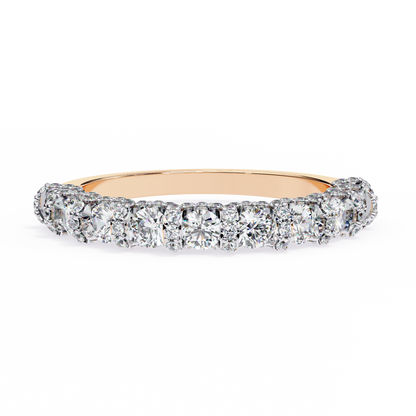 Triple Round Lab Diamond Cluster Band – Multi-Size Sparkle Ring – 10K 14K 18K Solid Gold