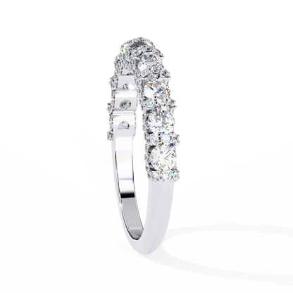 Triple Round Lab Diamond Cluster Band – Multi-Size Sparkle Ring – 10K 14K 18K Solid Gold