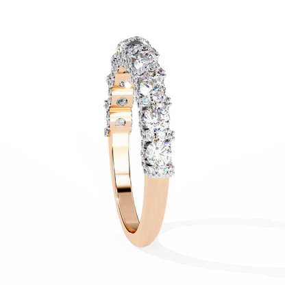 Triple Round Lab Diamond Cluster Band – Multi-Size Sparkle Ring – 10K 14K 18K Solid Gold