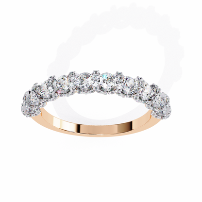 Triple Round Lab Diamond Cluster Band – Multi-Size Sparkle Ring – 10K 14K 18K Solid Gold