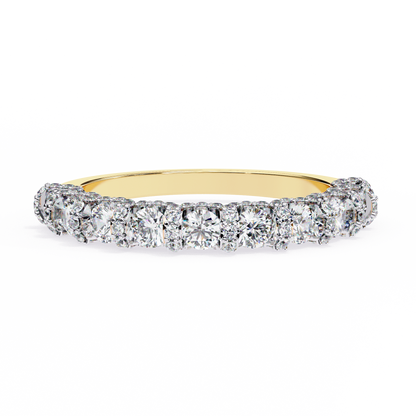Triple Round Lab Diamond Cluster Band – Multi-Size Sparkle Ring – 10K 14K 18K Solid Gold