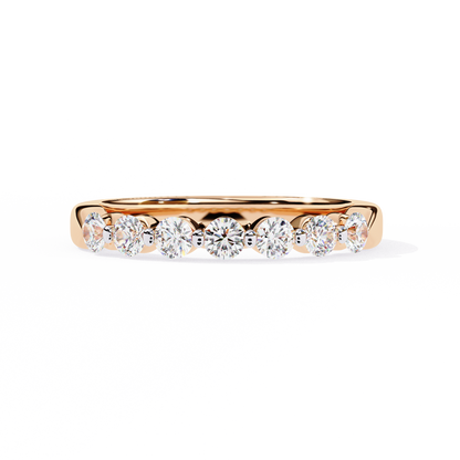 Classic Round Lab Diamond Seven-Stone Band – Elegant Anniversary Ring – Solid Gold