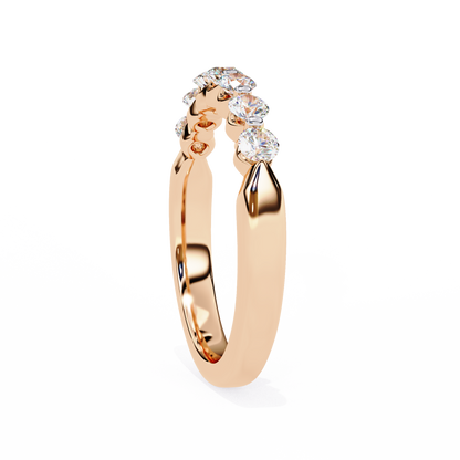 Classic Round Lab Diamond Seven-Stone Band – Elegant Anniversary Ring – Solid Gold