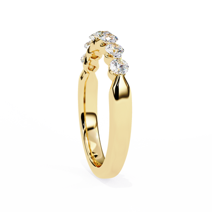 Classic Round Lab Diamond Seven-Stone Band – Elegant Anniversary Ring – Solid Gold