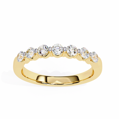 Classic Round Lab Diamond Seven-Stone Band – Elegant Anniversary Ring – Solid Gold