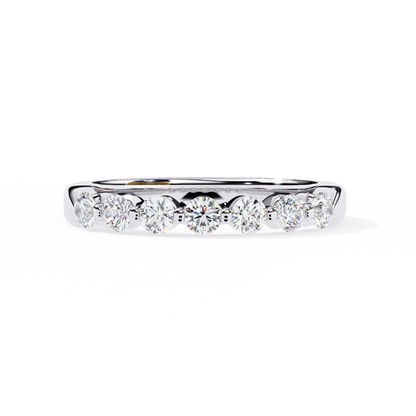 Classic Round Lab Diamond Seven-Stone Band – Elegant Anniversary Ring – Solid Gold