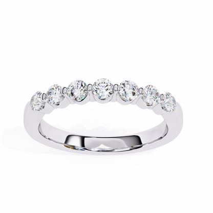 Classic Round Lab Diamond Seven-Stone Band – Elegant Anniversary Ring – Solid Gold