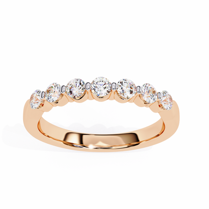 Classic Round Lab Diamond Seven-Stone Band – Elegant Anniversary Ring – Solid Gold