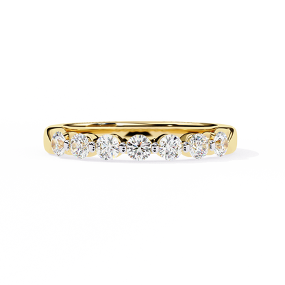 Classic Round Lab Diamond Seven-Stone Band – Elegant Anniversary Ring – Solid Gold