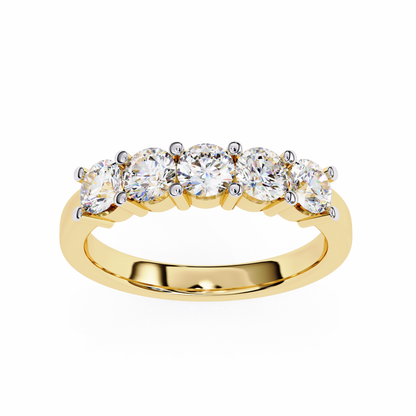 Grandeur Round Lab Diamond Five-Stone Band – Luxe Statement Ring