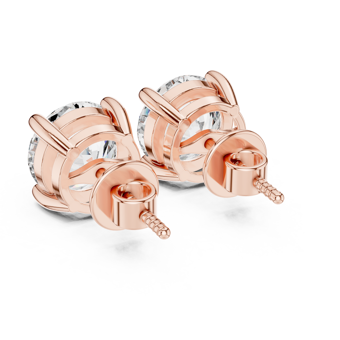 Round Lab Grown Diamond Stud Earrings | Classic Four-Prong Basket Style | 10K, 14K, and 18K Gold