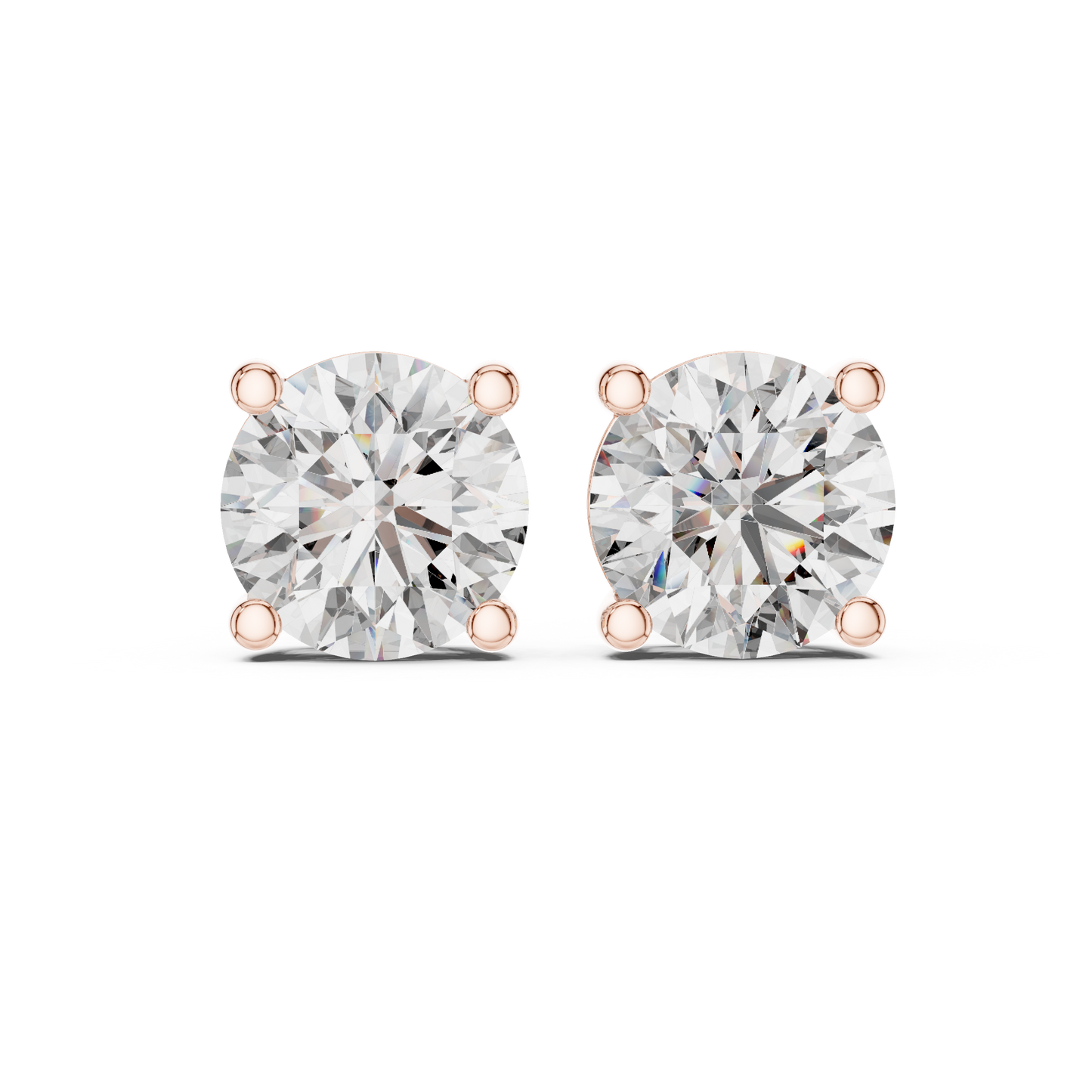 Round Lab Grown Diamond Stud Earrings | Classic Four-Prong Basket Style | 10K, 14K, and 18K Gold