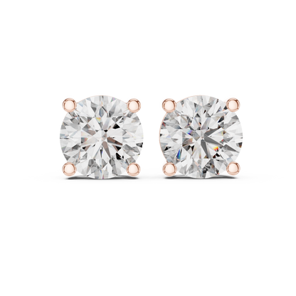 Round Lab Grown Diamond Stud Earrings | Classic Four-Prong Basket Style | 10K, 14K, and 18K Gold