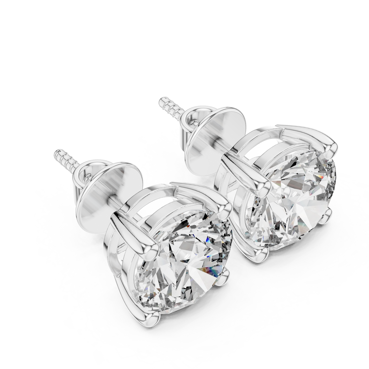 Round Lab Grown Diamond Stud Earrings | Classic Four-Prong Basket Style | 10K, 14K, and 18K Gold