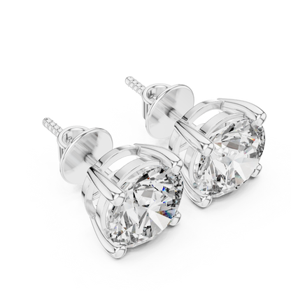 Round Lab Grown Diamond Stud Earrings | Classic Four-Prong Basket Style | 10K, 14K, and 18K Gold