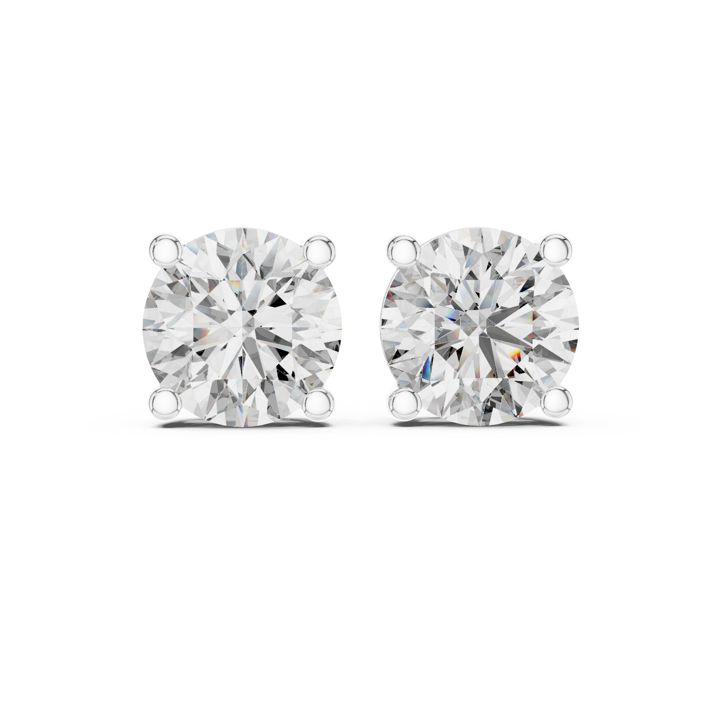 Round Lab Grown Diamond Stud Earrings | Classic Four-Prong Basket Style | 10K, 14K, and 18K Gold