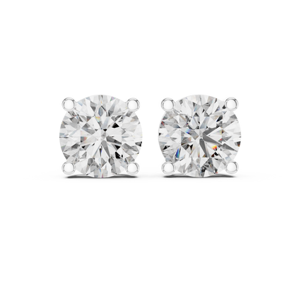 Round Lab Grown Diamond Stud Earrings | Classic Four-Prong Basket Style | 10K, 14K, and 18K Gold