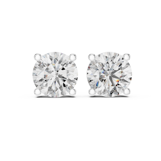 Round Lab Grown Diamond Stud Earrings | Classic Four-Prong Basket Style | 10K, 14K, and 18K Gold