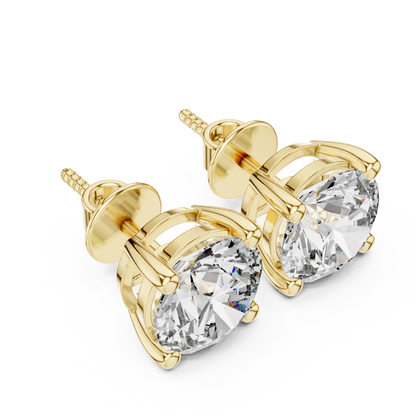 Round Lab Grown Diamond Stud Earrings | Classic Four-Prong Basket Style | 10K, 14K, and 18K Gold