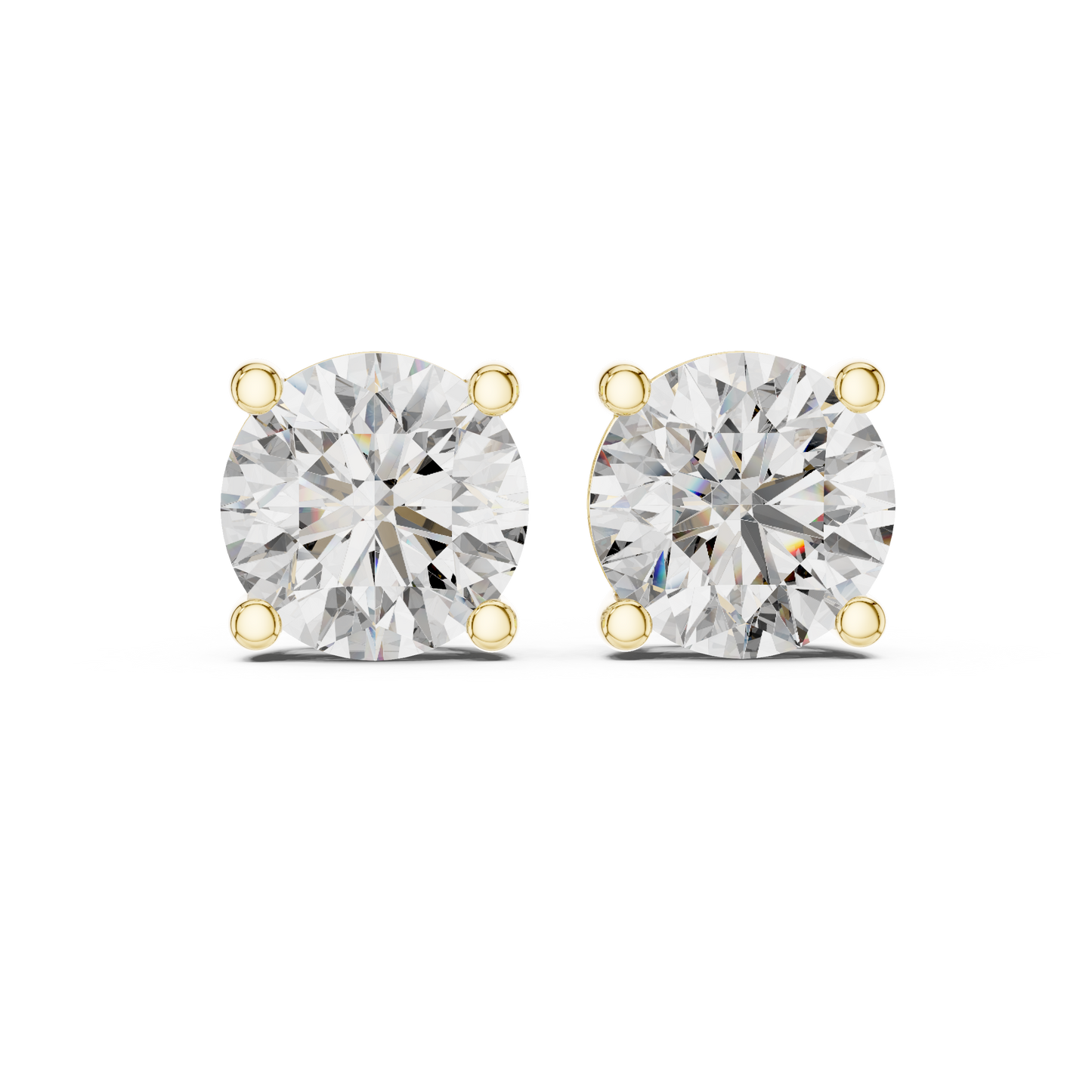 Round Lab Grown Diamond Stud Earrings | Classic Four-Prong Basket Style | 10K, 14K, and 18K Gold
