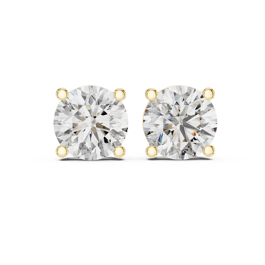 Round Lab Grown Diamond Stud Earrings | Classic Four-Prong Basket Style | 10K, 14K, and 18K Gold
