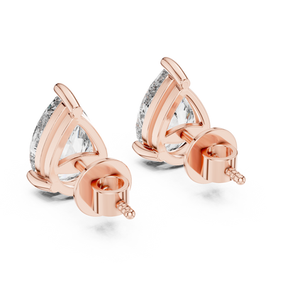 Pear Shape Lab Grown Diamond Stud Earrings | Elegant Three-Prong Setting | 10K, 14K, and 18K Gold