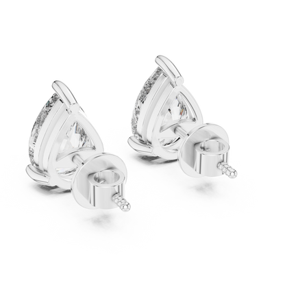 Pear Shape Lab Grown Diamond Stud Earrings | Elegant Three-Prong Setting | 10K, 14K, and 18K Gold