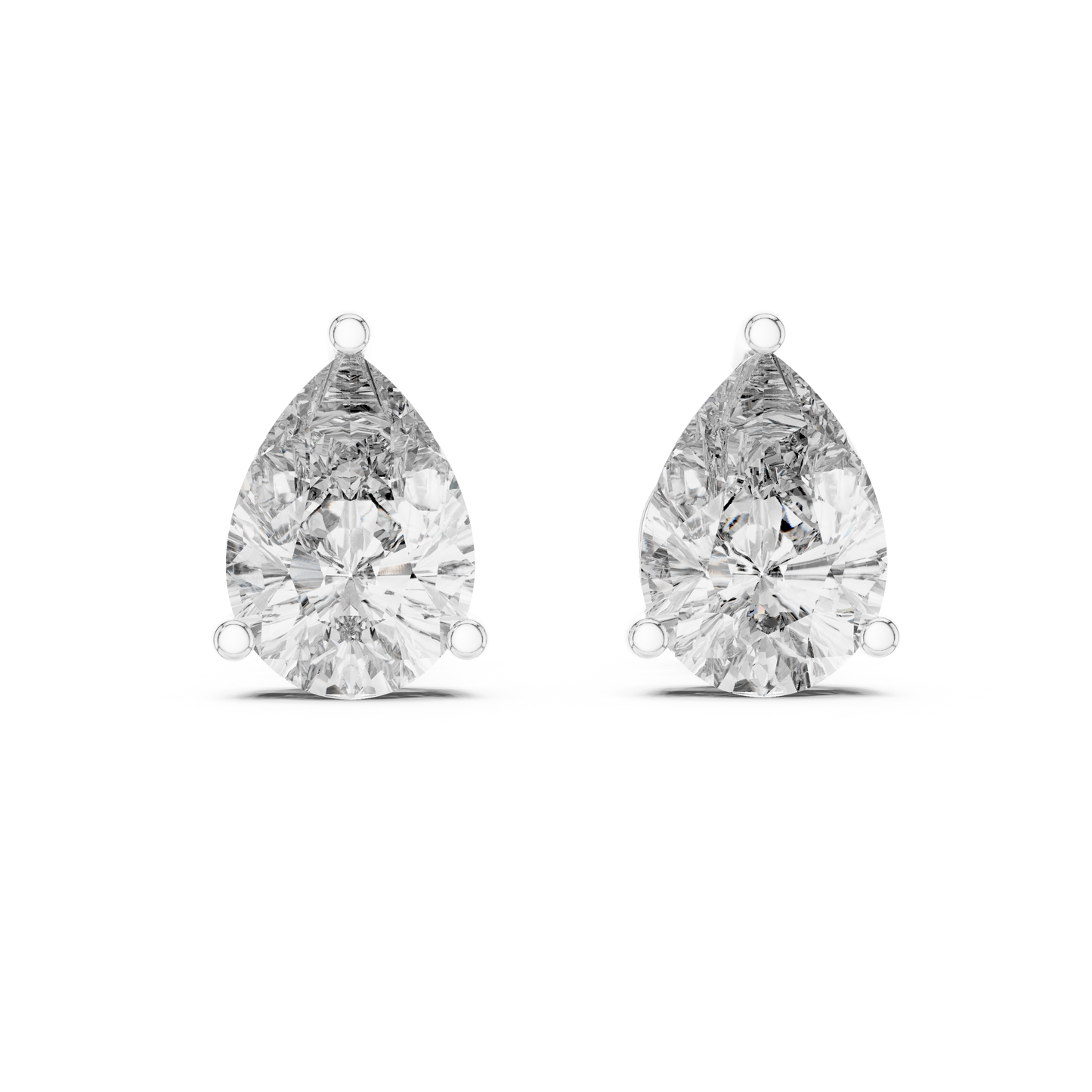 Pear Shape Lab Grown Diamond Stud Earrings | Elegant Three-Prong Setting | 10K, 14K, and 18K Gold