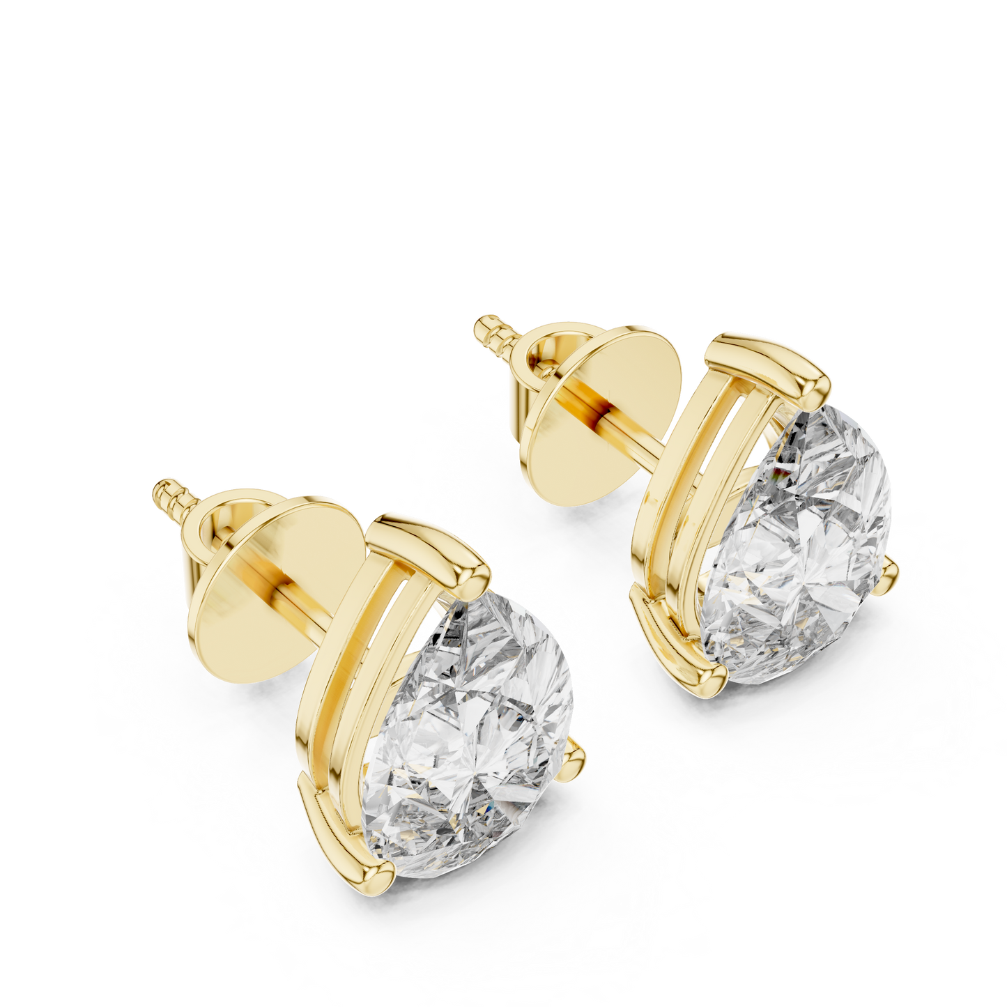 Pear Shape Lab Grown Diamond Stud Earrings | Elegant Three-Prong Setting | 10K, 14K, and 18K Gold