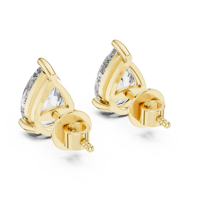 Pear Shape Lab Grown Diamond Stud Earrings | Elegant Three-Prong Setting | 10K, 14K, and 18K Gold
