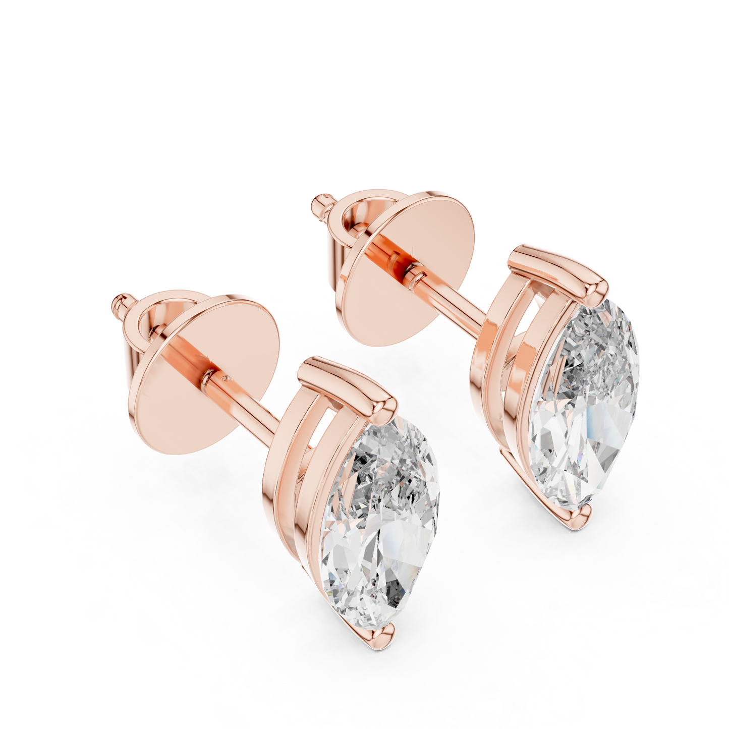 Marquise Lab Grown Diamond Stud Earrings | Classic Two-Prong Vertical Style | 10K, 14K, and 18K Gold